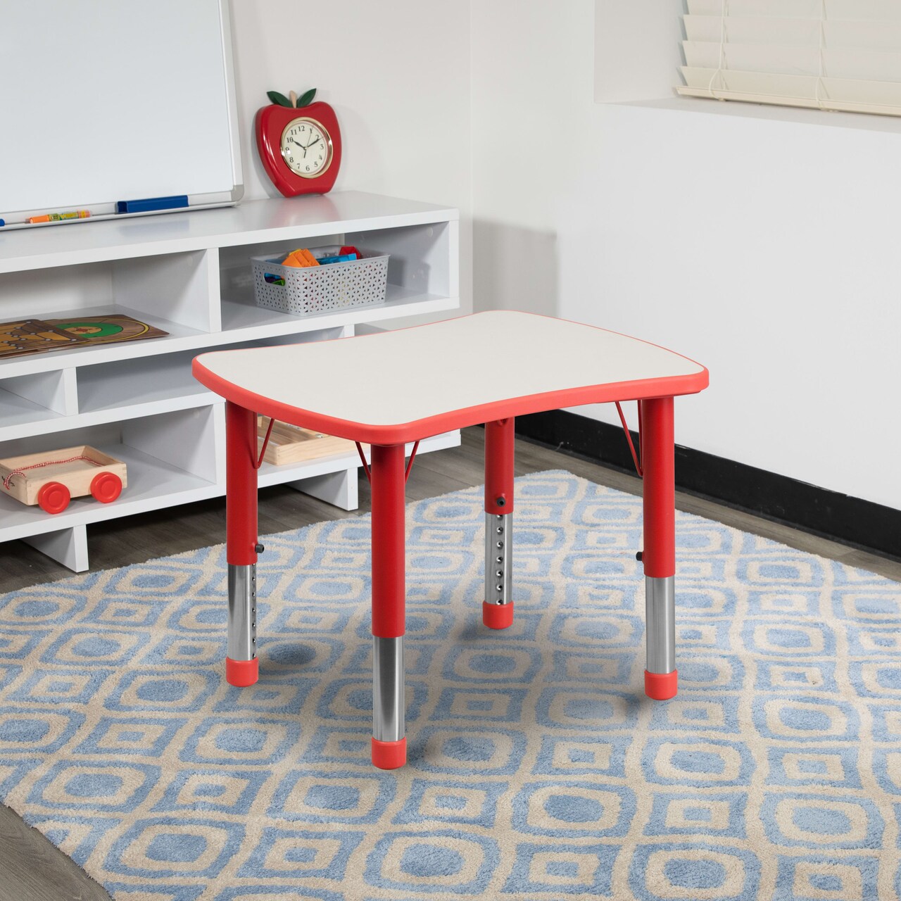 Emma and Oliver 21.875"W x 26.625"L Rectangular Plastic Height Adjustable Activity Table